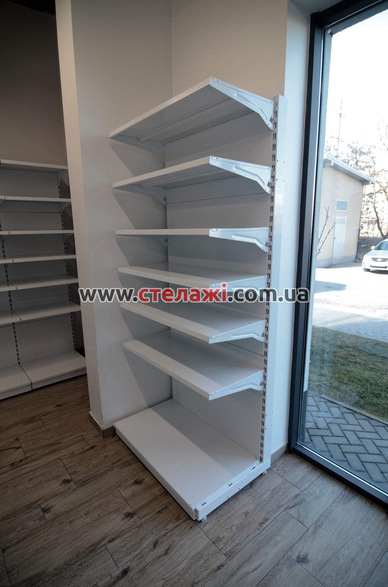 Односторонній (пристінний) стелаж для магазину. Фото 15